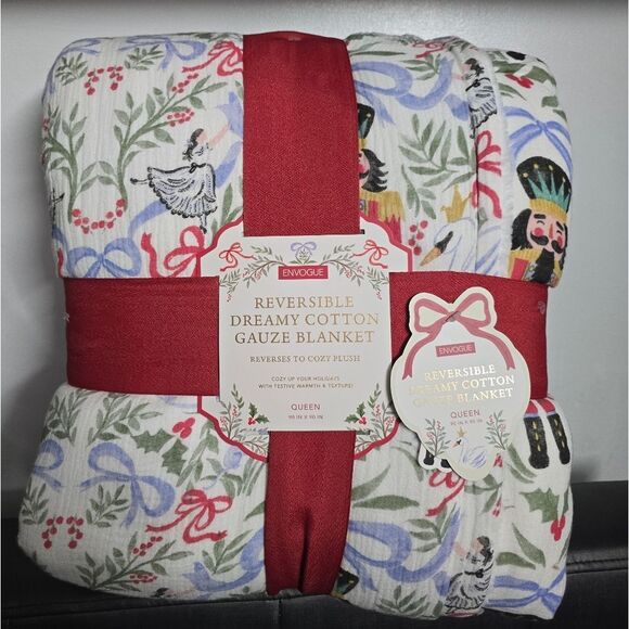 NUTCRACKER BALLET Christmas Dreamy Cotton Gauze Coquette Queen Throw Blanket NWT